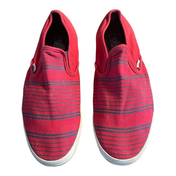 VANS Coastal Slip On Low Profile Red & Navy Striped Sneakers Men Size 11.5 - Picture 8 of 12